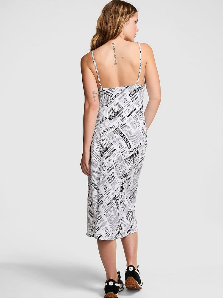 Victoria's Secret PINK Black Newspaper Print Slip Dress - Image 2 of 2 Victoria's Secret PINK Black Newspaper Print Slip Dress - Image 2 of 2