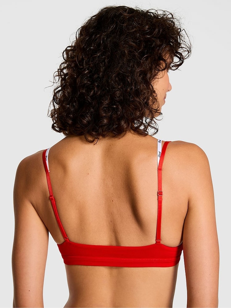 Victoria's Secret Pink Bright Vermillion Red Triangle Cotton Double Layer Bralette - Image 2 of 2 Victoria's Secret Pink Bright Vermillion Red Triangle Cotton Double Layer Bralette - Image 2 of 2