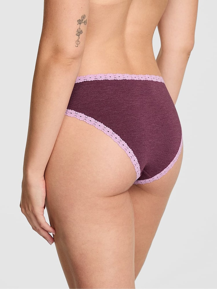 Victoria's Secret PINK Burgandy Red Cheeky Cotton Heather Lace Trim Knickers - Image 2 of 2 Victoria's Secret PINK Burgandy Red Cheeky Cotton Heather Lace Trim Knickers - Image 2 of 2