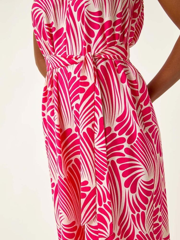 Roman Pink Abstract Strappy Jumpsuit - Image 5 of 5