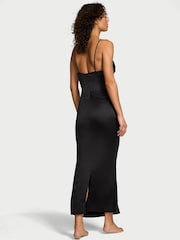 Victoria's Secret Black Satin Sparkle Draped Maxi Slip Dress - Image 2 of 2