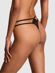 Victoria's Secret Black Thong Lace Strappy Crotchless Knickers - Image 2 of 2