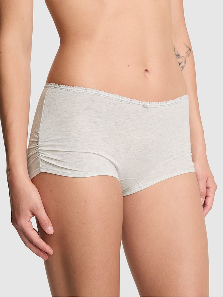 Victoria's Secret Pink Heather Snow White Boyshort Cotton Knickers - Image 1 of 2 Victoria's Secret Pink Heather Snow White Boyshort Cotton Knickers - Image 1 of 2