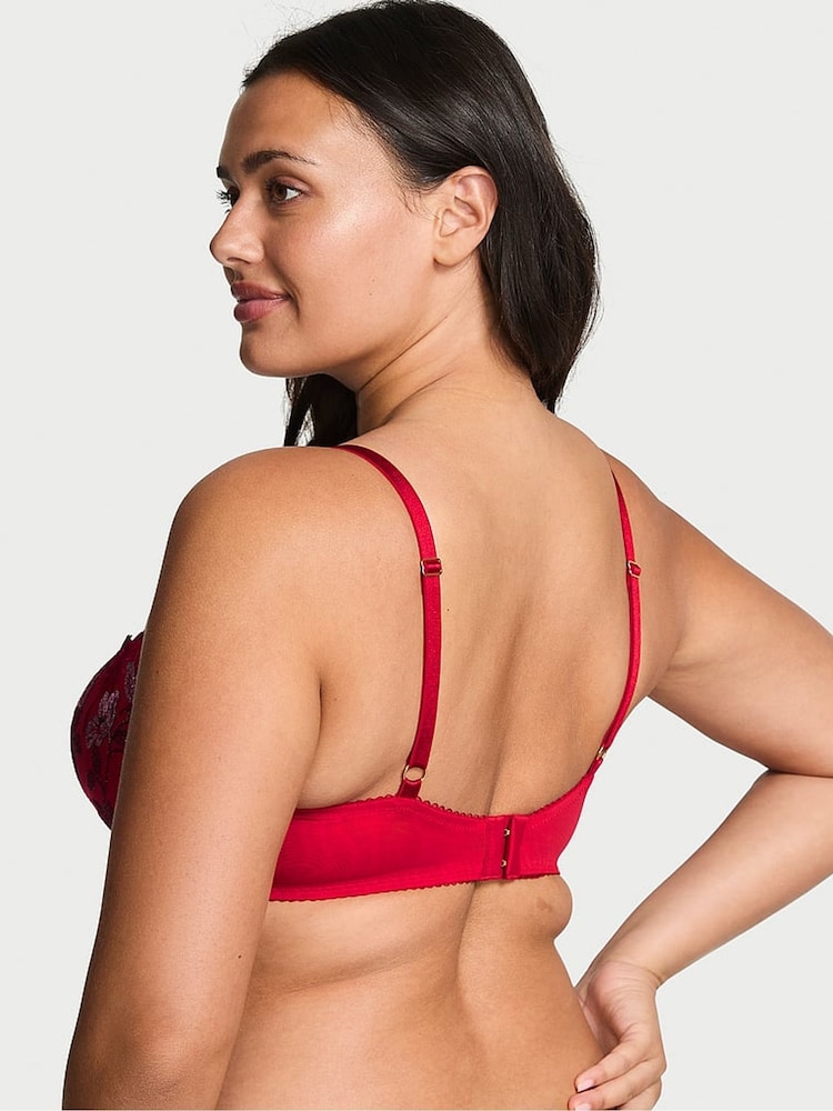 Victoria's Secret Red Unlined Balcony Beautiful Bows Embroidery Bra - Image 2 of 4 Victoria's Secret Red Unlined Balcony Beautiful Bows Embroidery Bra - Image 2 of 4