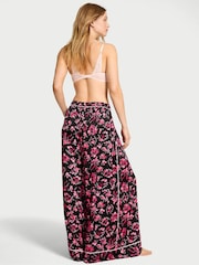 Victoria's Secret Black Floral Print Satin Wide Leg Pyjama Trousers - Image 2 of 2
