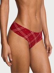 Victoria's Secret Red Lacquer Tartan Thong Shine Mesh Knickers - Image 1 of 2