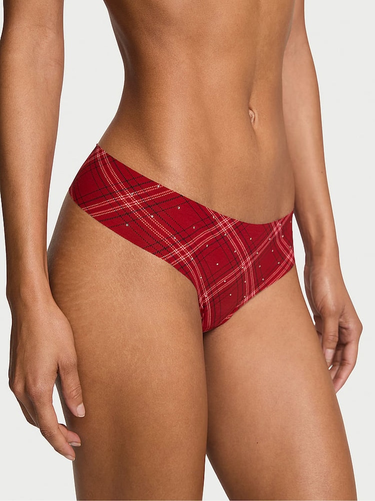 Victoria's Secret Red Lacquer Christmas Tartan Thong Shine Mesh Knickers - Image 1 of 2 Victoria's Secret Red Lacquer Christmas Tartan Thong Shine Mesh Knickers - Image 1 of 2
