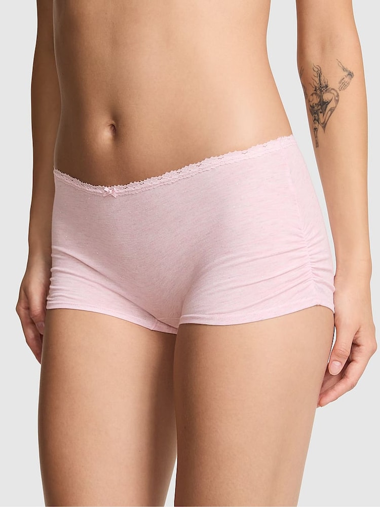 Victoria's Secret Pink Heather Petal Pink Boyshort Cotton Knickers - Image 1 of 3 Victoria's Secret Pink Heather Petal Pink Boyshort Cotton Knickers - Image 1 of 3