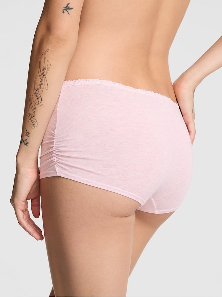 Victoria's Secret Pink Heather Petal Pink Boyshort Cotton Knickers - Image 2 of 3 Victoria's Secret Pink Heather Petal Pink Boyshort Cotton Knickers - Image 2 of 3