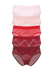Victoria's Secret Red/Pink Hipster Sheer Shimmer Knickers 5 Pack - Image 1 of 1