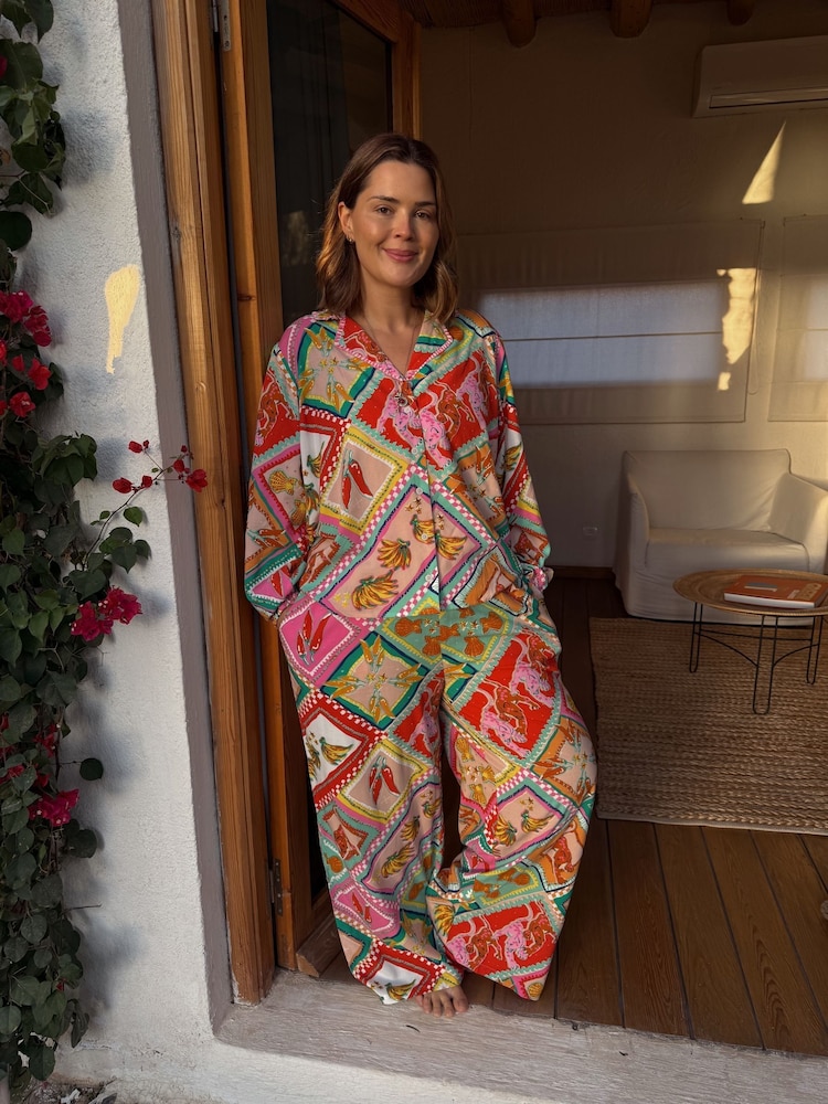 Pijamale din viscoză cu nasturi Never Fully Dressed - Imaginea 1 din 4