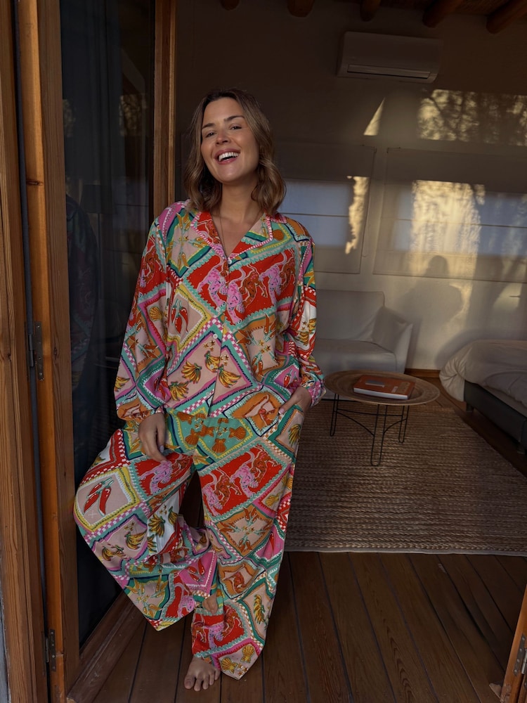 Pijamale din viscoză cu nasturi Never Fully Dressed - Imaginea 2 din 4