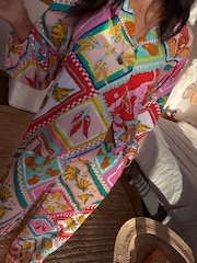 Pijamale din viscoză cu nasturi Never Fully Dressed - Imaginea 4 din 4