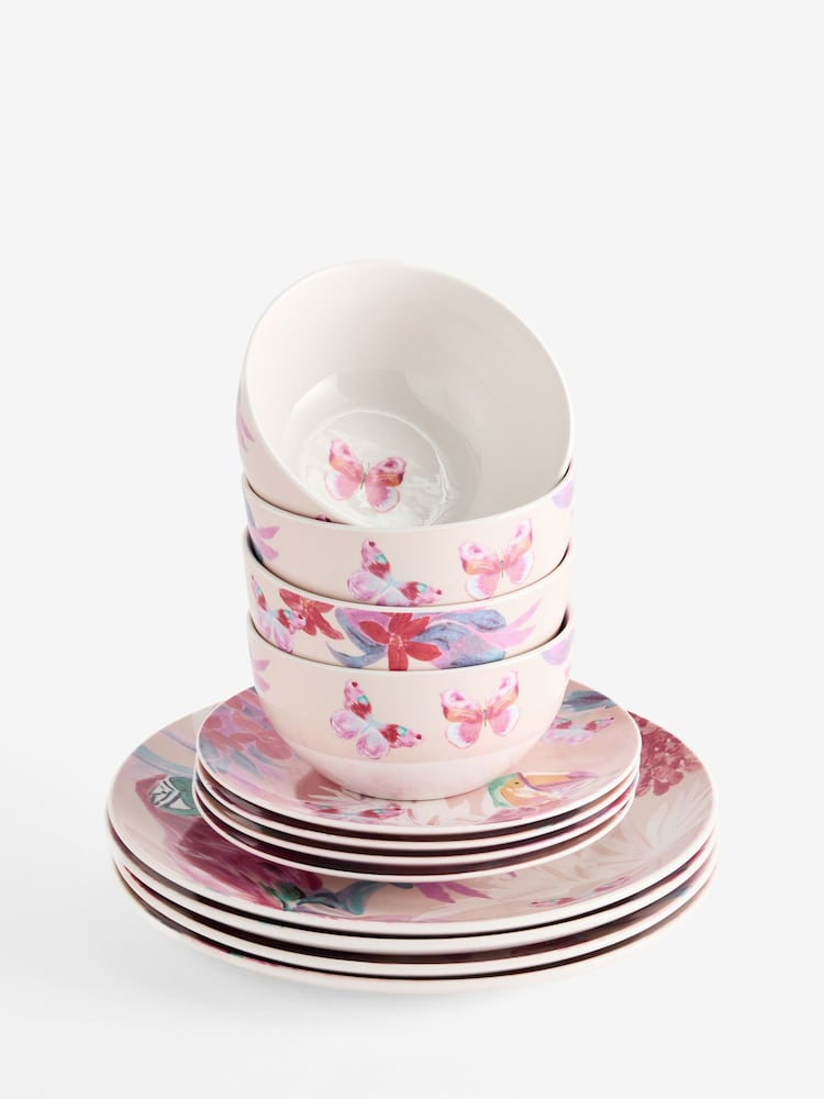 12 Piece Artist Floral Print Dinner Set - Imaginea 5 din 5