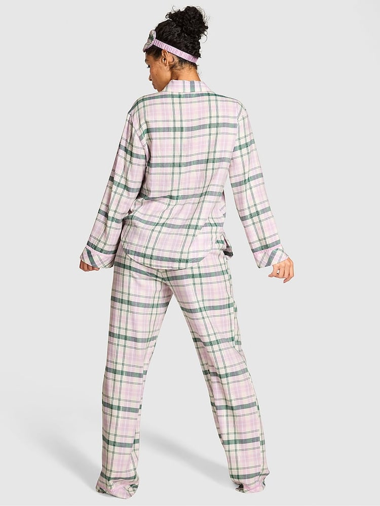 Victoria's Secret Pink Hushed Lilac Purple Tartan Christmas Flannel Pyjamas and Eye Mask Gift Set - Image 2 of 2 Victoria's Secret Pink Hushed Lilac Purple Tartan Christmas Flannel Pyjamas and Eye Mask Gift Set - Image 2 of 2