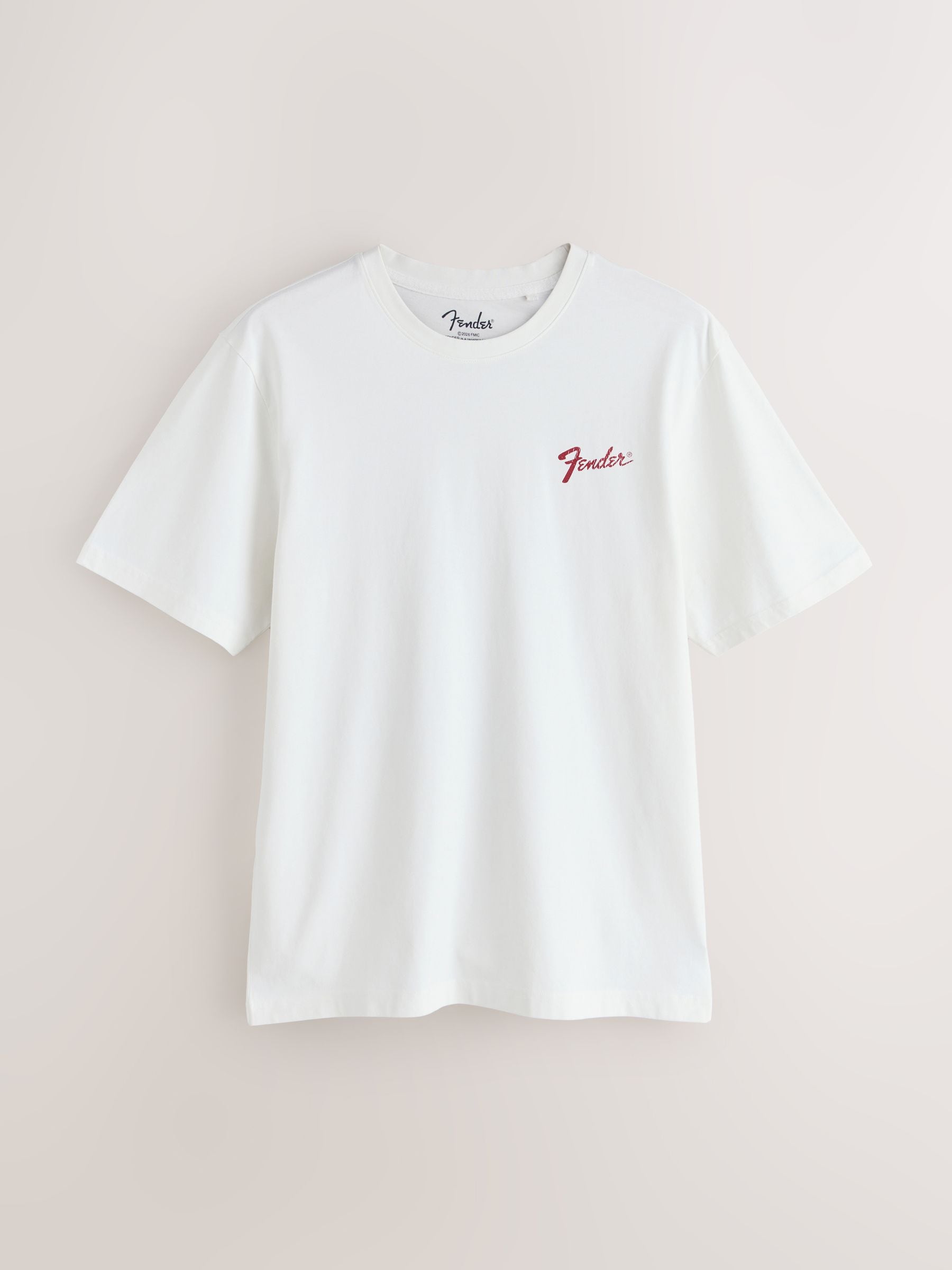 Buy White Fender Regular Fit Band Graphic Print T-Shirt from the