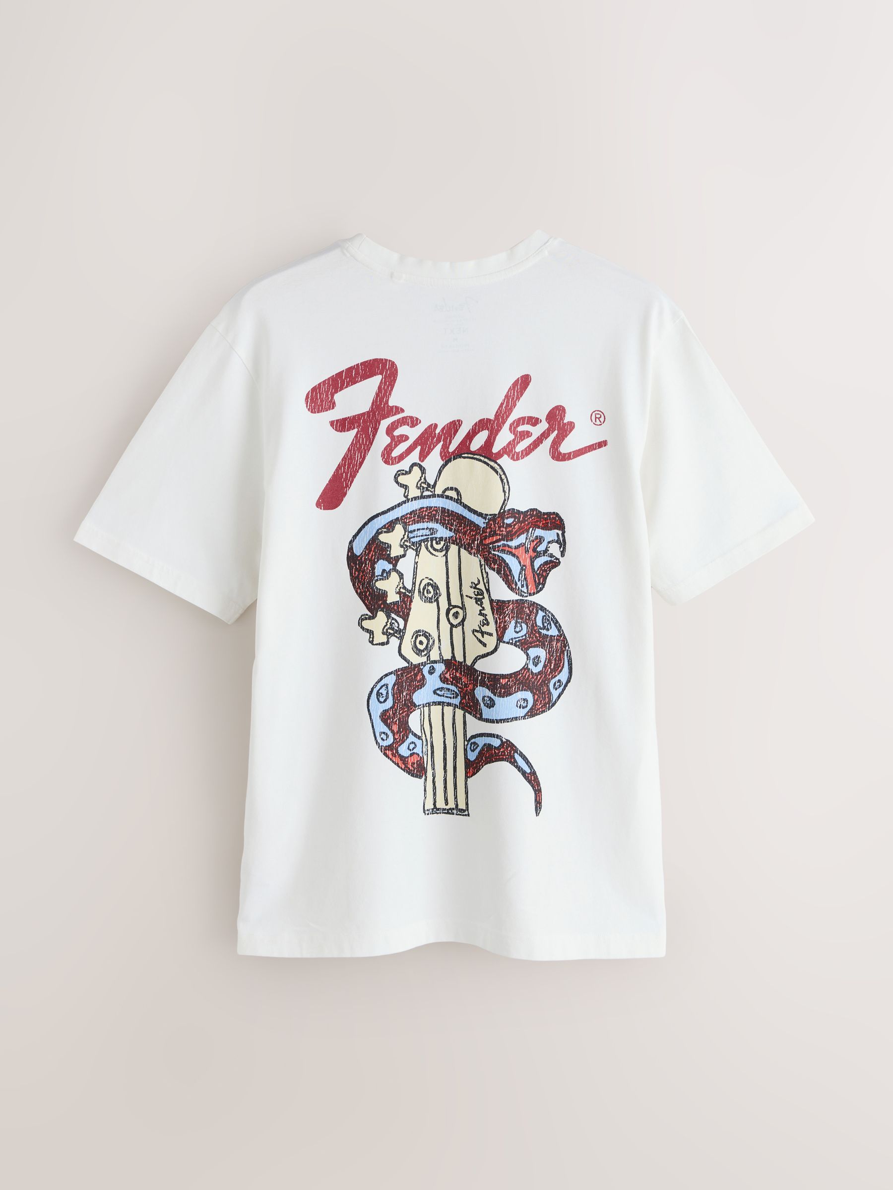 Buy White Fender Regular Fit Band Graphic Print T-Shirt from the