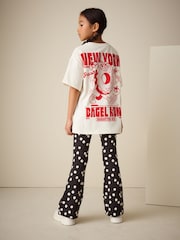 Black/White Spot 1 Pack Rib Flare Leggings (3-16yrs) - Image 3 of 4