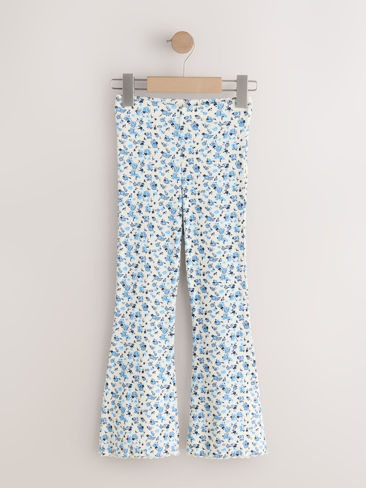 Blue Ditsy 1 Pack Rib Flare Leggings (3-16yrs) - Image 1 of 4