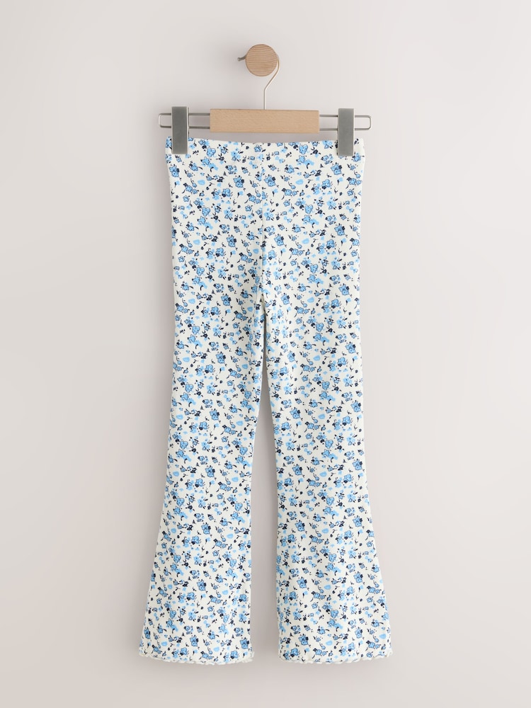 Blue Ditsy 1 Pack Rib Flare Leggings (3-16yrs) - Image 2 of 4