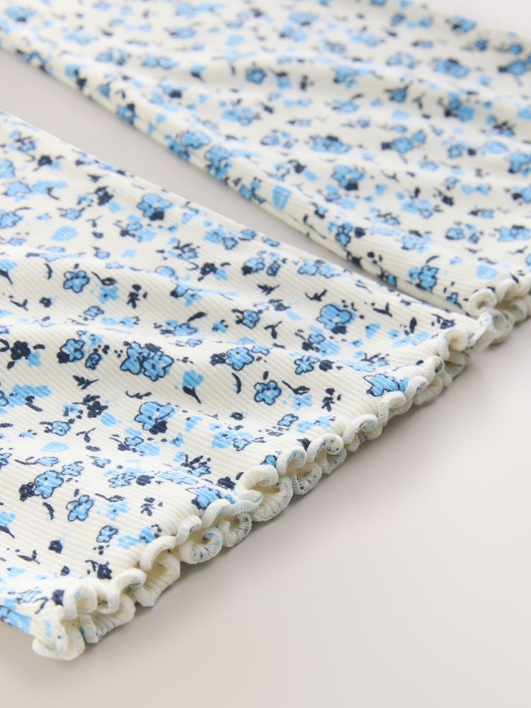 Blue Ditsy 1 Pack Rib Flare Leggings (3-16yrs) - Image 4 of 4