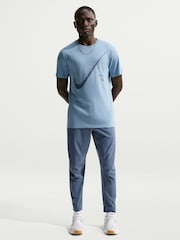 Nike Work Blue Dri-FIT Large Swoosh Graphic Training T-Shirt - Image 1 of 5