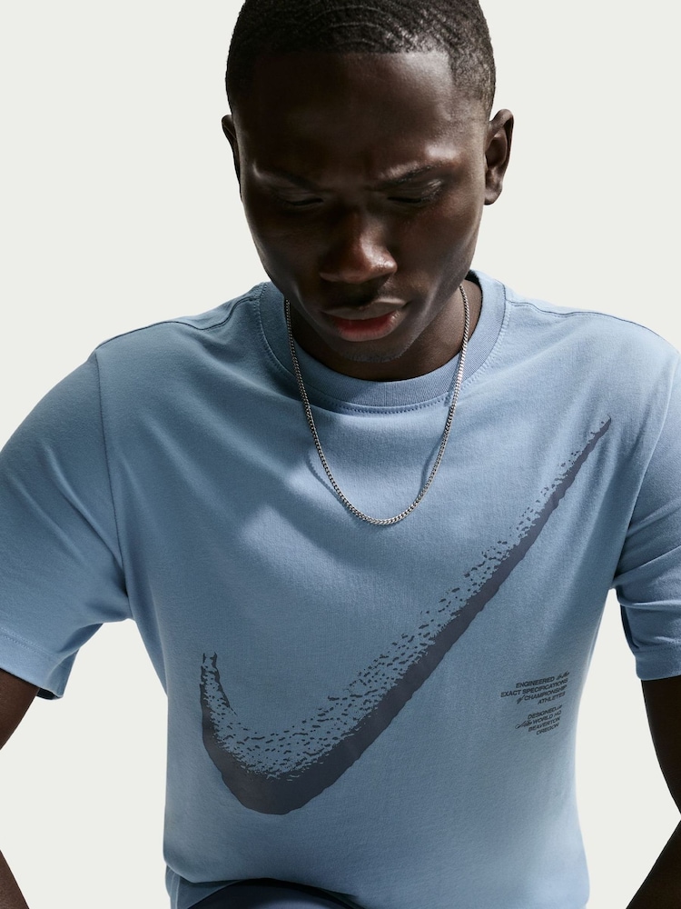 Nike Work Blue Dri-FIT Large Swoosh Graphic Training T-Shirt - Image 5 of 5