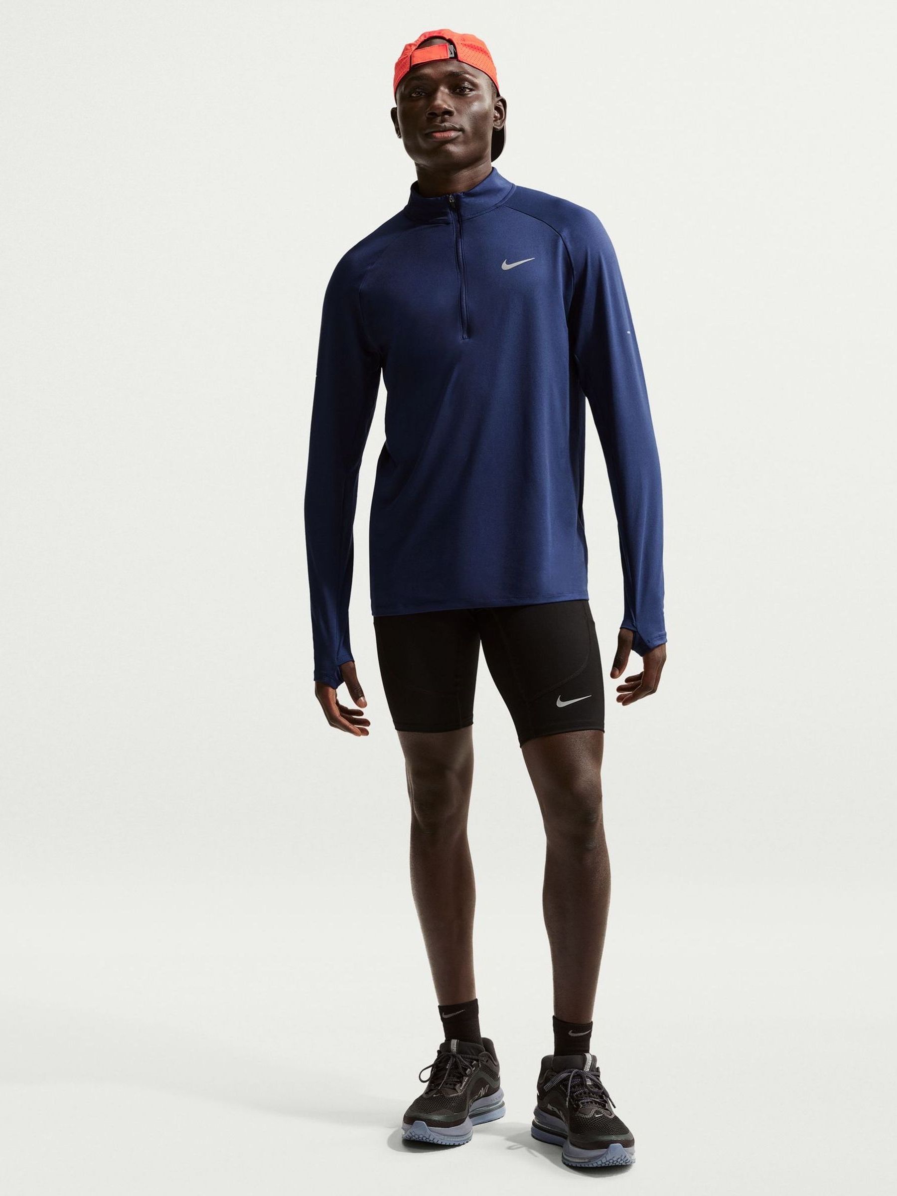 nike running air half zip mid layer in khaki