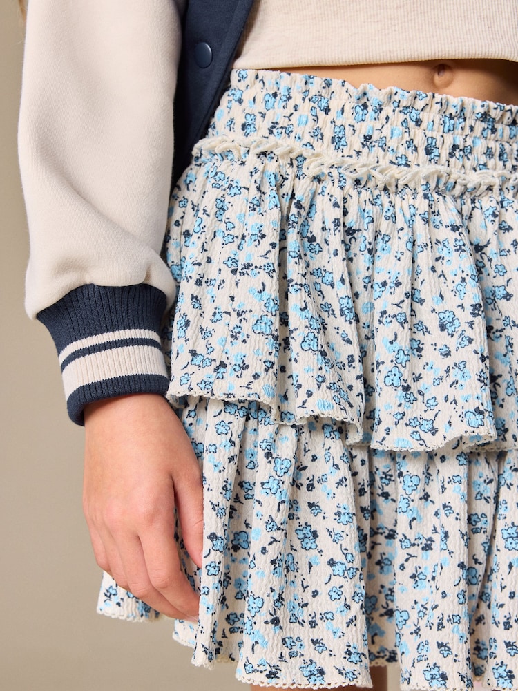 Jupe NEXT Bleue à Volants Taille UK 8 (S) - Neuve Avec étiquettes, Idéale Pour Le Printemps