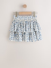 Blue Ditsy Flower Crinkle Tiered Skirt (3-16yrs) - Image 6 of 8