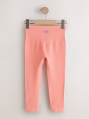 Coral Orange Seamless Ribbed High Waist Leggings (3-16yrs) - Image 2 of 5