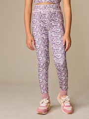 Lilac Purple Floral Sports Leggings (3-16yrs) - Image 1 of 4