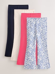 Ditsy Blue/Red 4 Pack Flared Leggings (3-16yrs) - Image 1 of 8