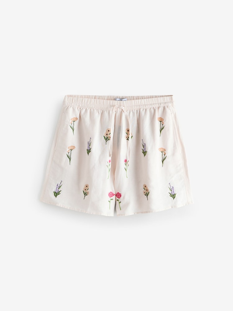 Stone Linen Embroidere Shorts - Image 1 of 1
