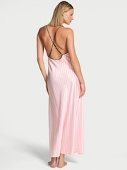 Victoria's Secret Iconic Stripe Pink Long Satin Slip - Image 2 of 2