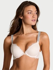 Victoria's Secret Coconut White Push Up Shine Strap Lace Bra - Image 1 of 2