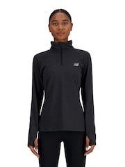 New Balance Black Essentials Space Dye 1/4 Zip Top - Image 1 of 6