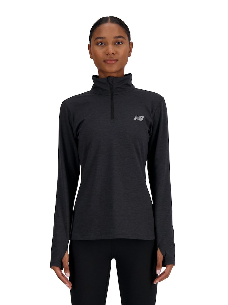 New Balance Black Essentials Space Dye 1/4 Zip Top - Image 1 of 6