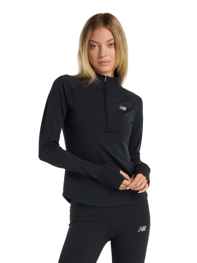 New Balance Black Harmony Half Zip Top - Image 1 of 6