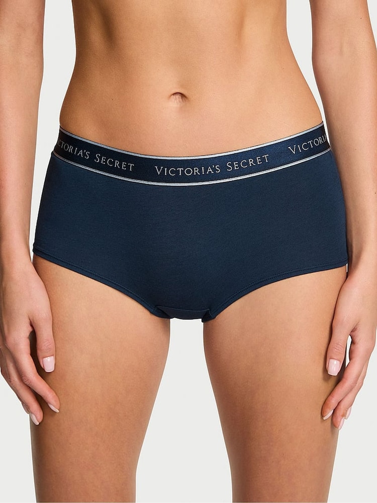 Victoria's Secret Blue Short Logo Knickers - Image 1 of 2 Victoria's Secret Blue Short Logo Knickers - Image 1 of 2