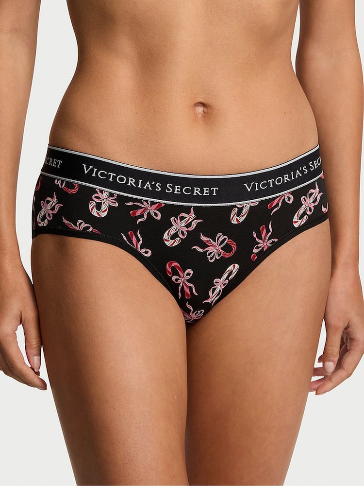 Victoria's Secret Black Candy Cane Hipster Logo Knickers - Image 1 of 2 Victoria's Secret Black Candy Cane Hipster Logo Knickers - Image 1 of 2