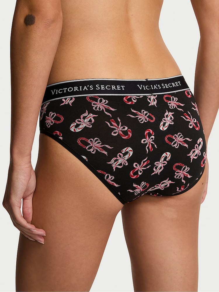 Victoria's Secret Black Candy Cane Hipster Logo Knickers - Image 2 of 2 Victoria's Secret Black Candy Cane Hipster Logo Knickers - Image 2 of 2