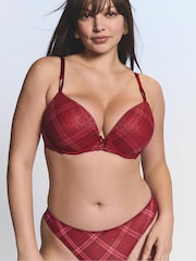 Victoria's Secret Red Lacquer Thong Shimmer Mesh Tartan Knickers - Image 3 of 3