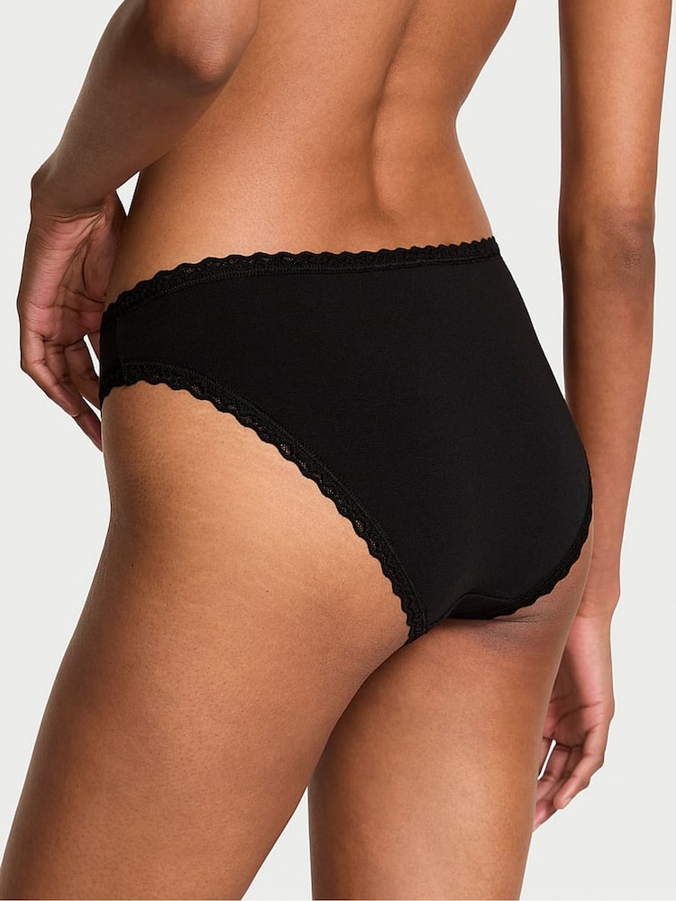 Victoria's Secret Black Bikini Cotton Lace Trim Sparkle Knickers - Image 2 of 2 Victoria's Secret Black Bikini Cotton Lace Trim Sparkle Knickers - Image 2 of 2
