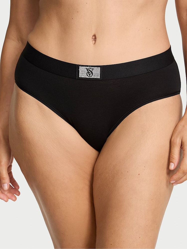Victoria's Secret Black Hipster Logo Shine Patch Knickers - Image 1 of 2 Victoria's Secret Black Hipster Logo Shine Patch Knickers - Image 1 of 2