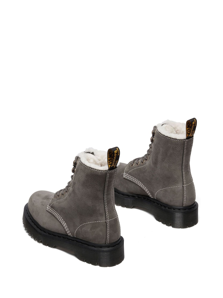 Dr. Martens Grey 1460 Pascal Bex Fl Milled Nubuck Shoes - Image 2 of 4