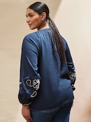 Live Unlimited Blue Curve Embroidered Blouse - Image 2 of 3