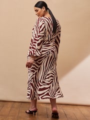 Live Unlimited Cream Animal Print Stripe Long Sleeve Dress - Image 3 of 3