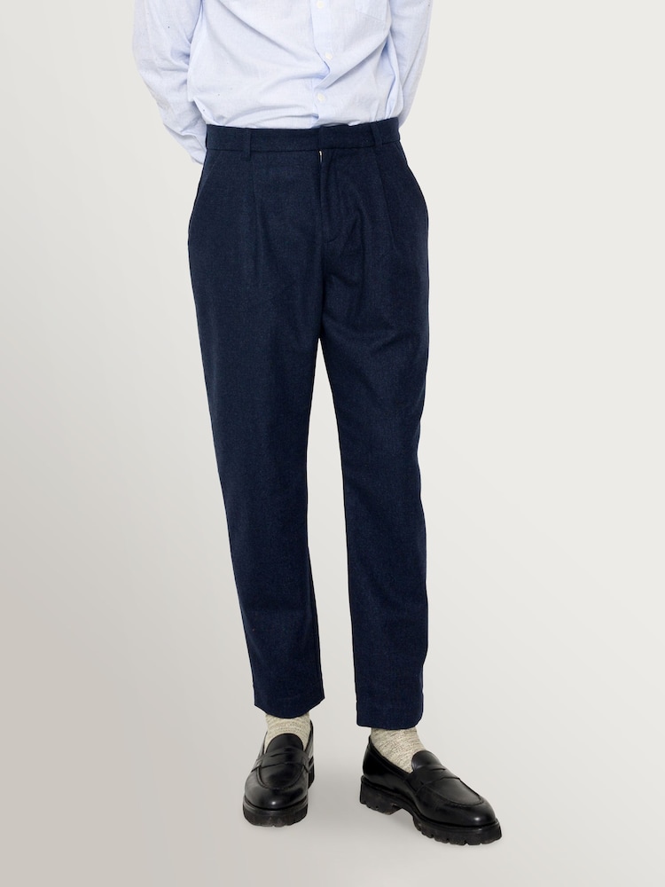 Folk Blue Navy Melange Wool Assembly Suit Trousers - Image 1 of 11 Folk Blue Navy Melange Wool Assembly Suit Trousers - Image 1 of 11