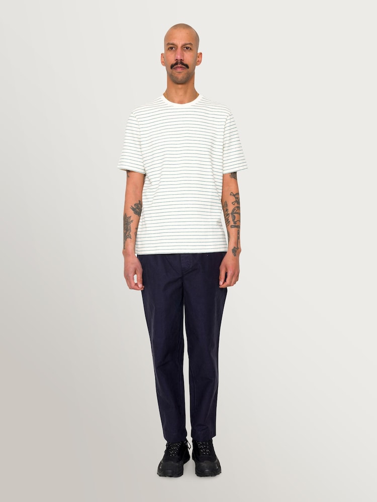 Folk White Short Sleeve Textured Stripe T-Shirt - Image 2 of 10